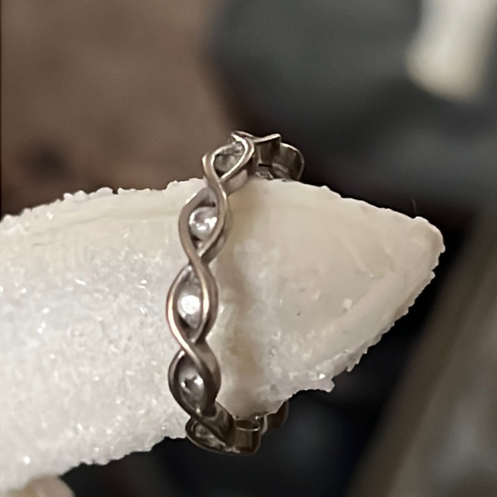 Silver Twisted CZ Band - Picture 2 of 3
